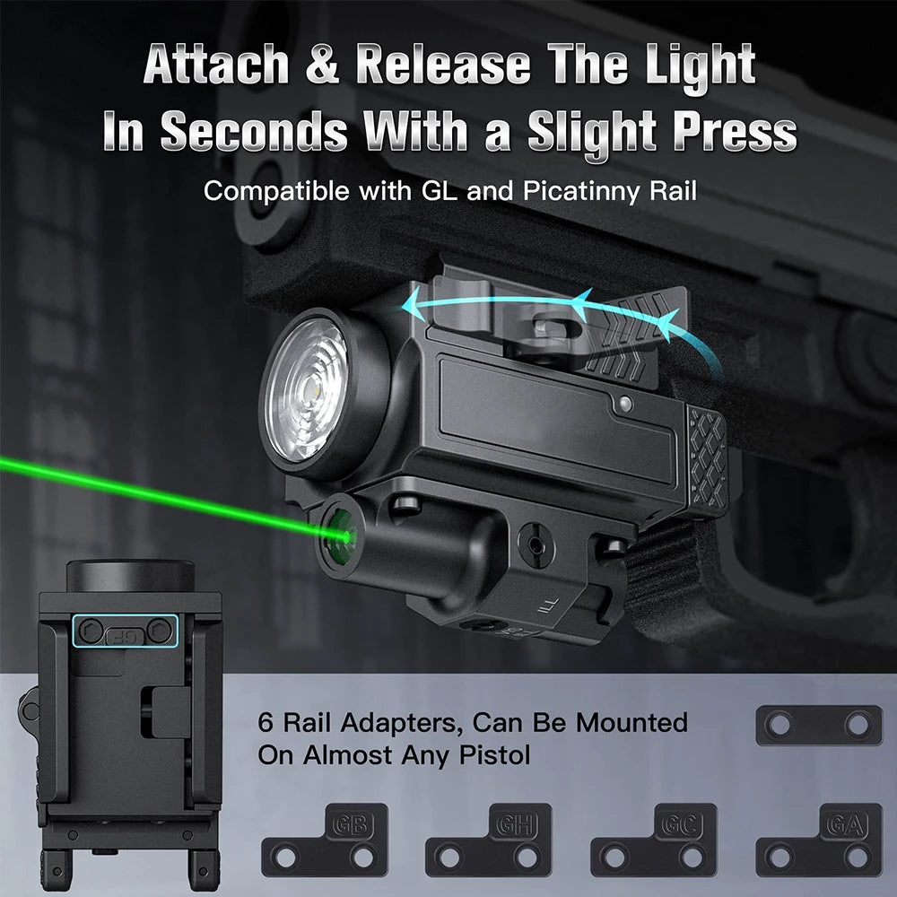 Solatac AR15 M4 1911 G17 G43X Green Laser & Flashlight Combo 800 Lumen ...