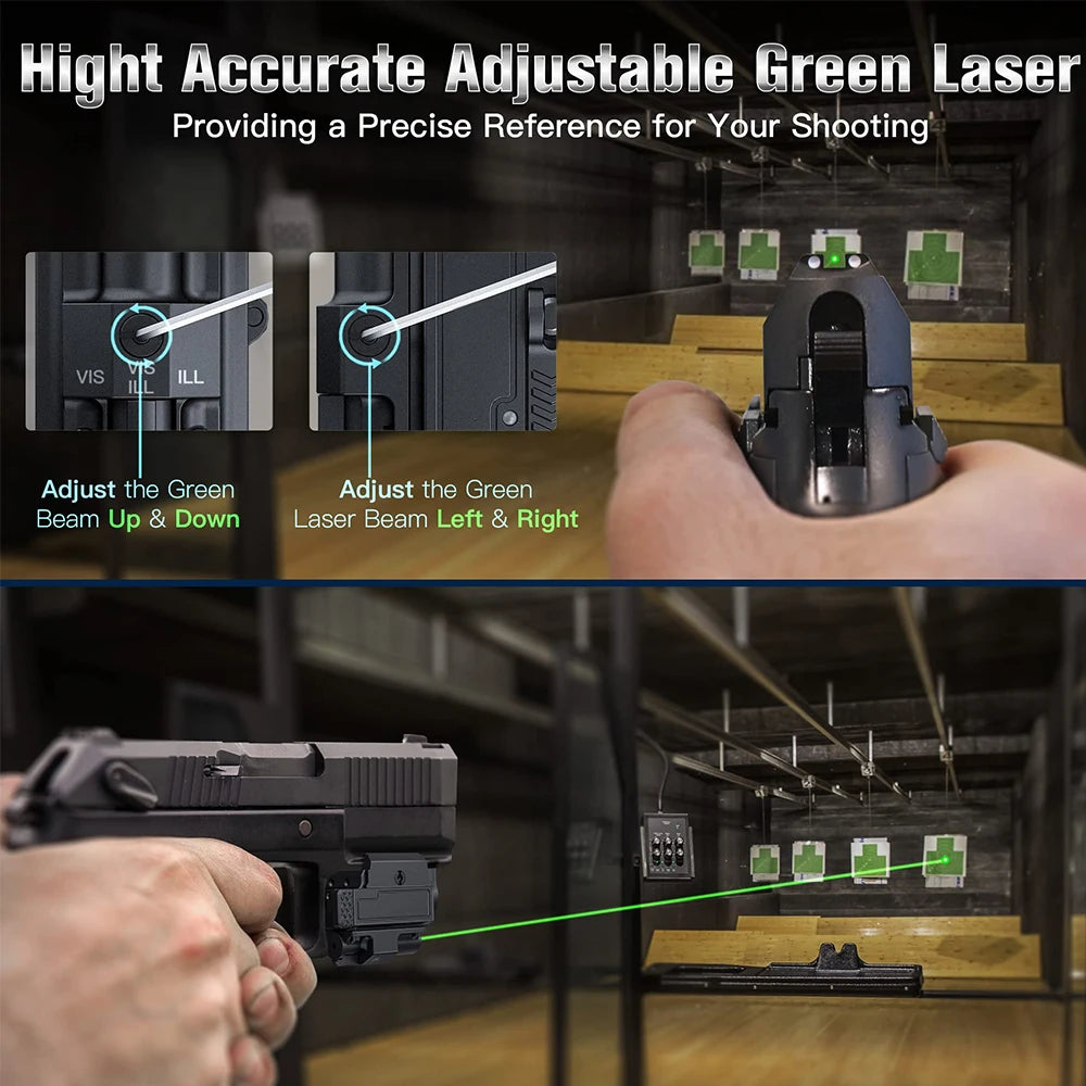 Solatac AR15 M4 1911 G17 G43X Green Laser & Flashlight Combo 800 Lumen ...